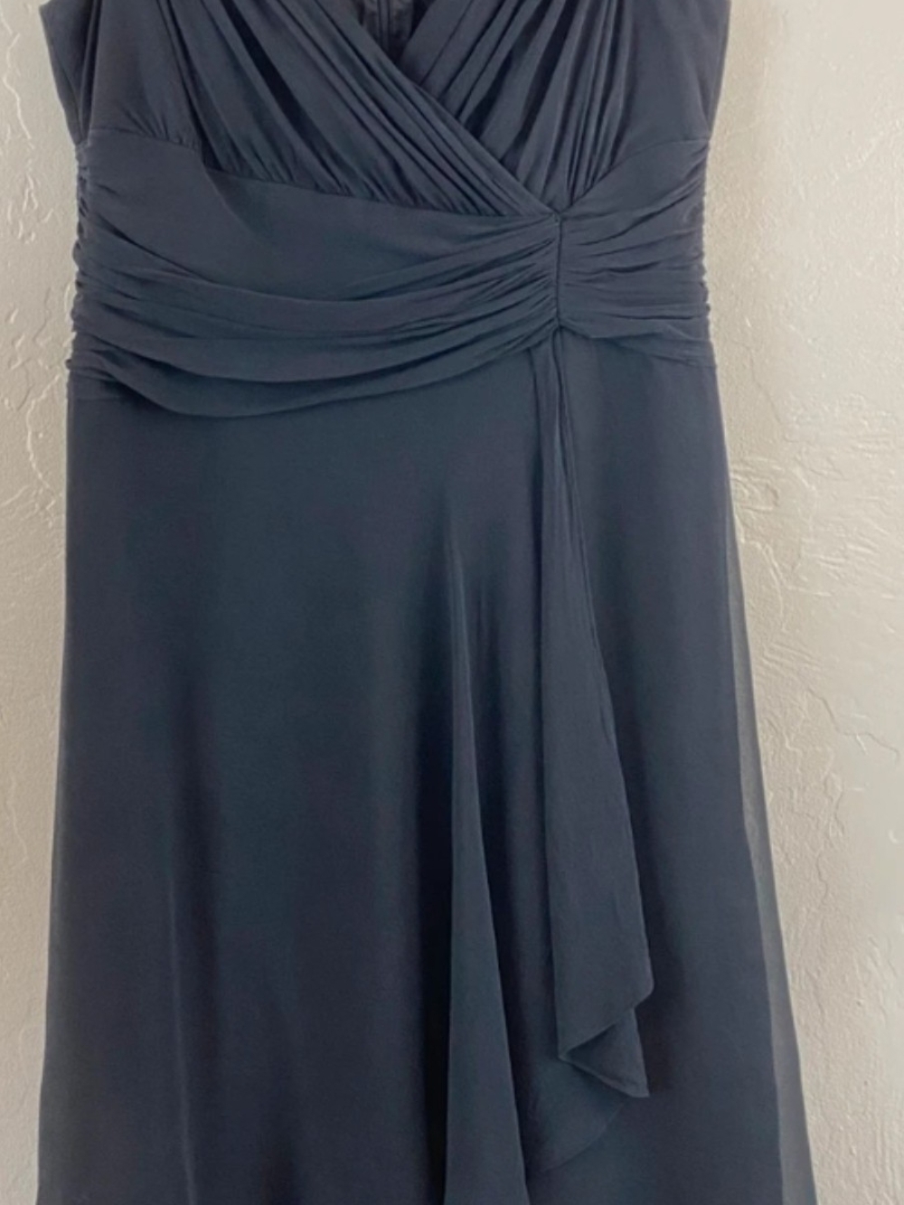 Maggy London One-Shoulder Navy Dress with Draped Waist